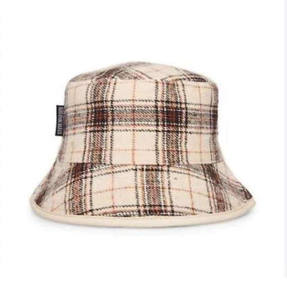 Steve Madden Accessories - New - Steve Madden Women's Reversible Plaid/Cream Bucket Hat